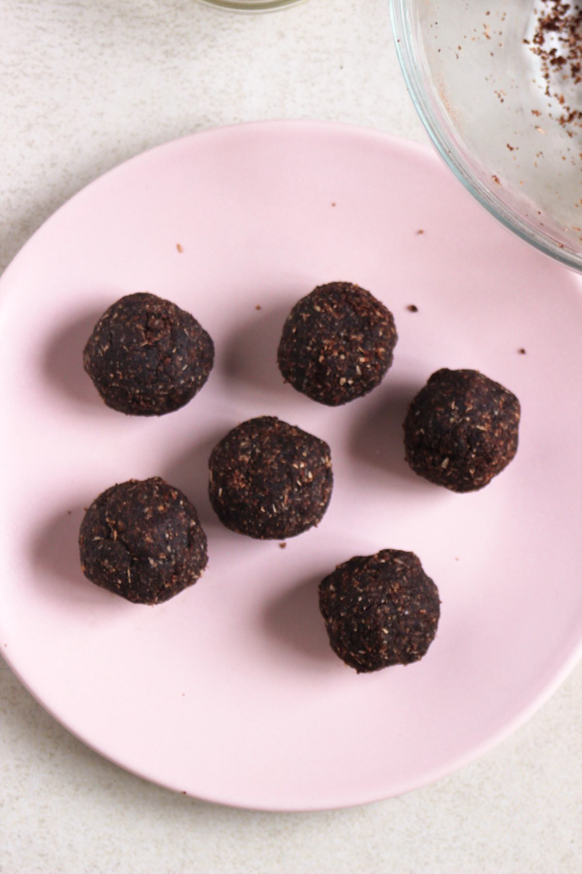 Chocolate peanut butter balls before coating.