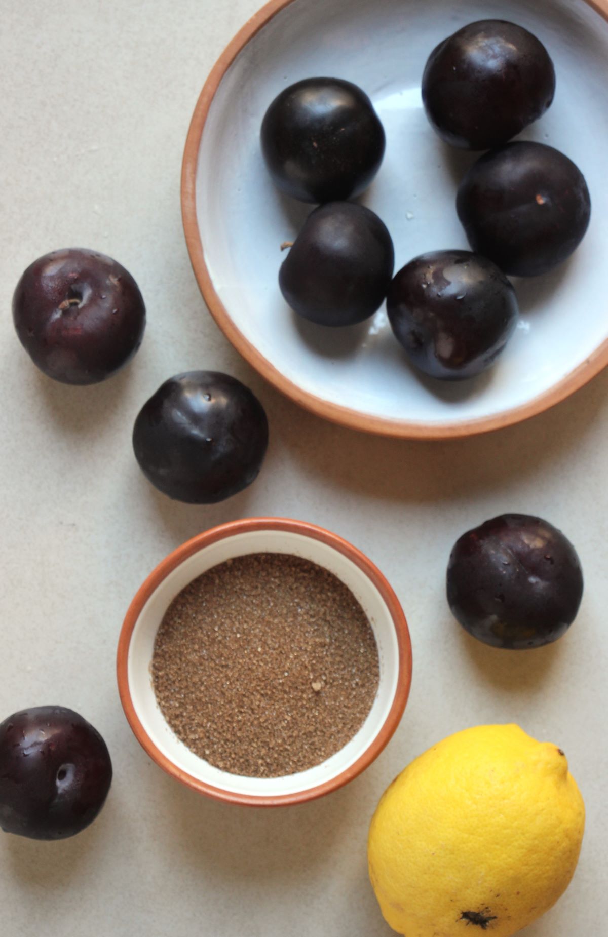 Plum sauce ingredients seen from above.