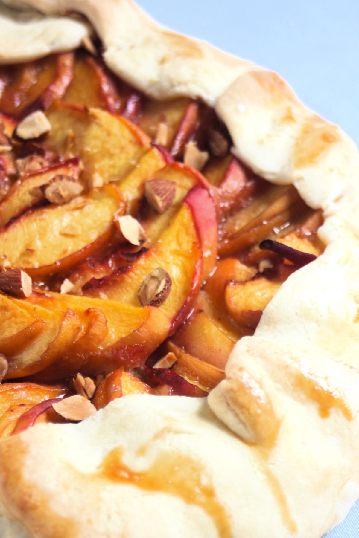A part of the peach galette seen up close.