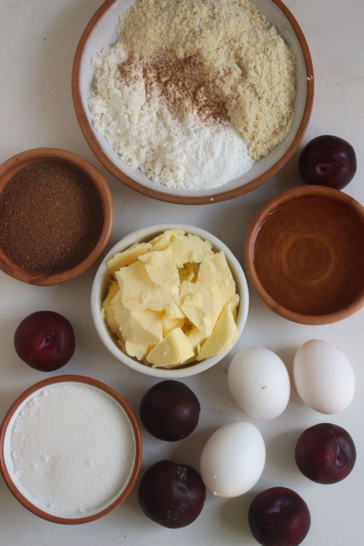 Plum upside down cake ingredients.