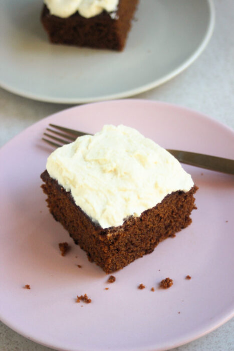 Gingerbread Cake ingredients on a white surface seen from above.